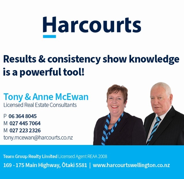 Tony & Anne McEwan - Otaki - Harcourts - Te Horo School - April 24
